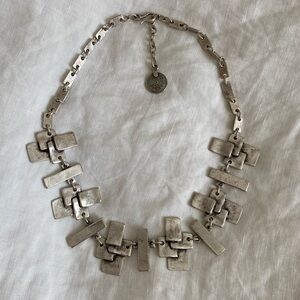 Omani Silver Chunky Crosshatch Statement Necklace